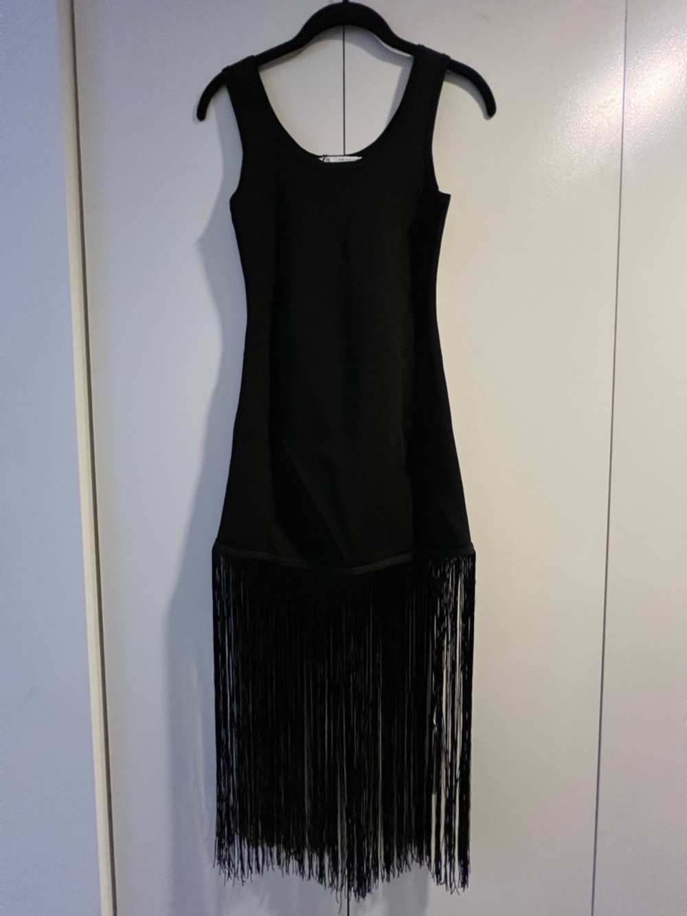 Zara Black Fringe Hem Sleeveless Dress